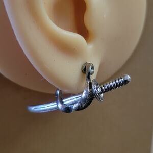 Pirate Sword chained to sheath earrings